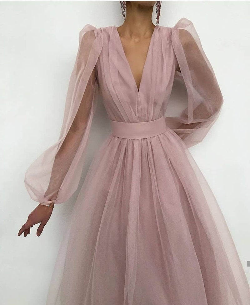 Lizakosht A line Evening Dress Promdress Short Simple Evening Gown Long Sleeves Robe De Soiree Formal Party Dresses Custom made