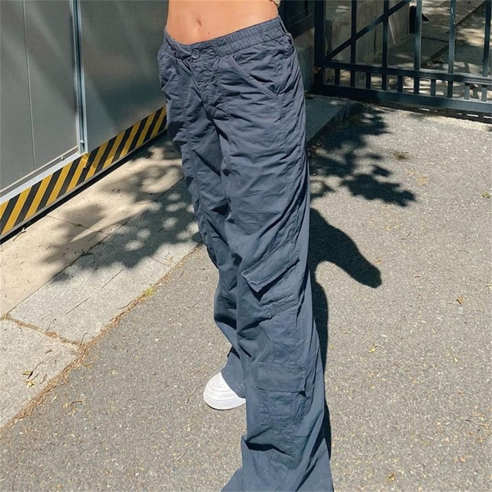 Lizakosht Baggy Pants Women Cyber Y2k Jeans Big Pockets 90s Hippie Cargo Mom Trousers Loosesize Casual Wide Leg Denim Jogger