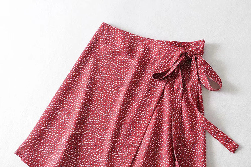Lizakosht  Grunge 90s Streetwear Mini Skirts High Waist Flower Print Bow Bandage Aline Skirt Vintage Fashion Women Slim Clothes