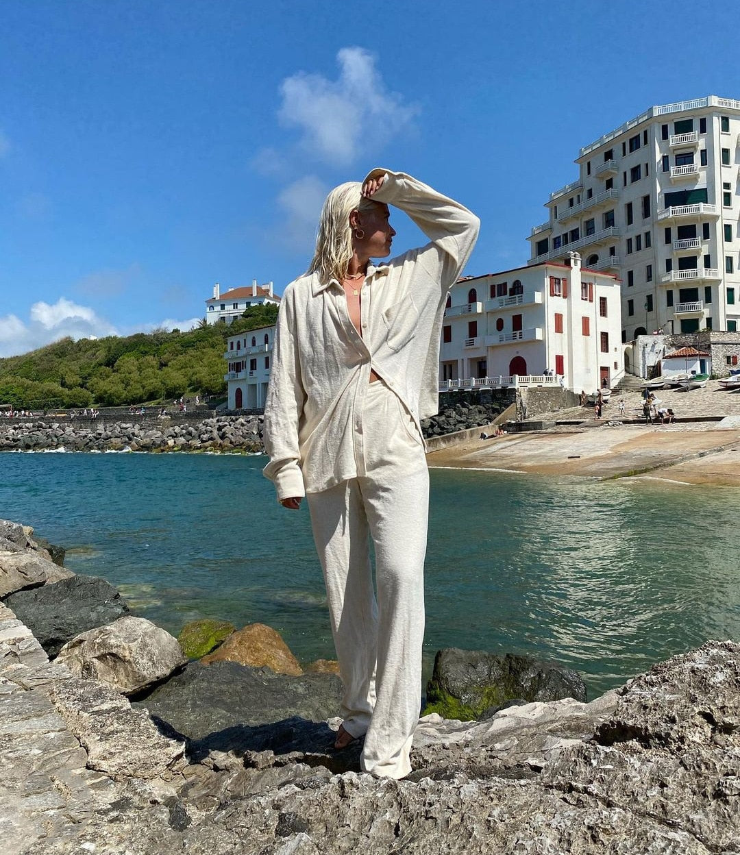 Autumn New Pant Suits Women Long Sleeve Solid Shirt Elastic Waist Wide Leg Pants Set Mujer 2 Piece Set Casual Outfit