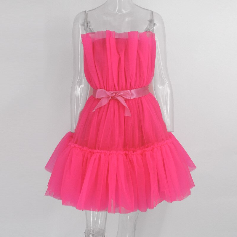 High Quality Lace Bodycon Dress Women Party Dress 2022  Summer Strapless Pink Mini Bodycon Dress Celebrity Evening Club Dress