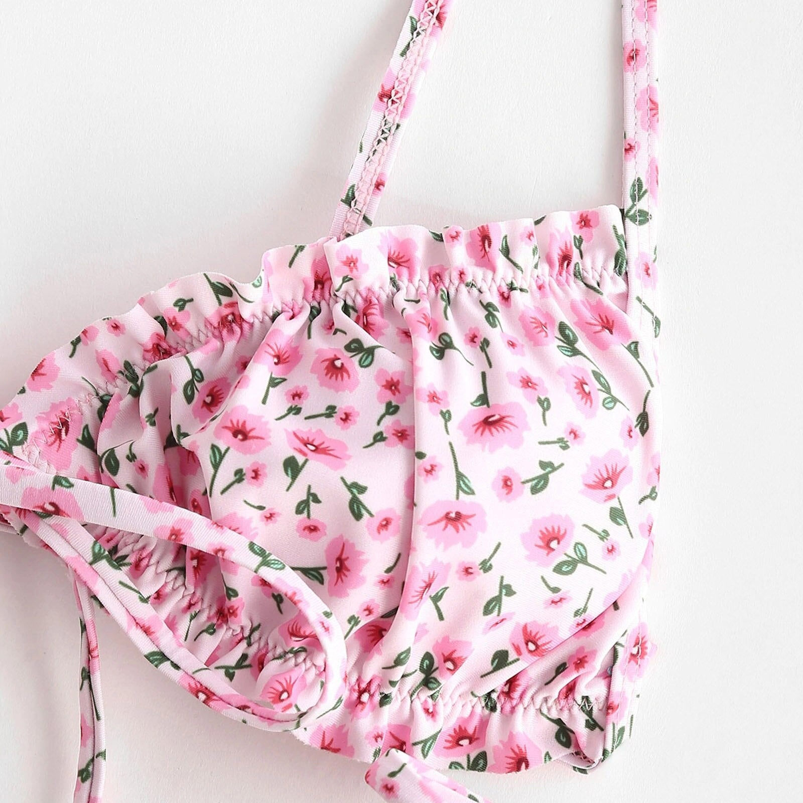 Pink Floral Swimwear Women Bikini Set Push-up Bathing Suit Swimwear Beachwear Swimsuit Biquinis Feminino  brazilian bikini