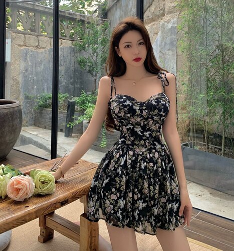 Bella Sexy Strap Dress Women Elegant Floral Vintage Boho Chiffon Dresses Casual V-neck Beach Backless Party Dress Summer 2022