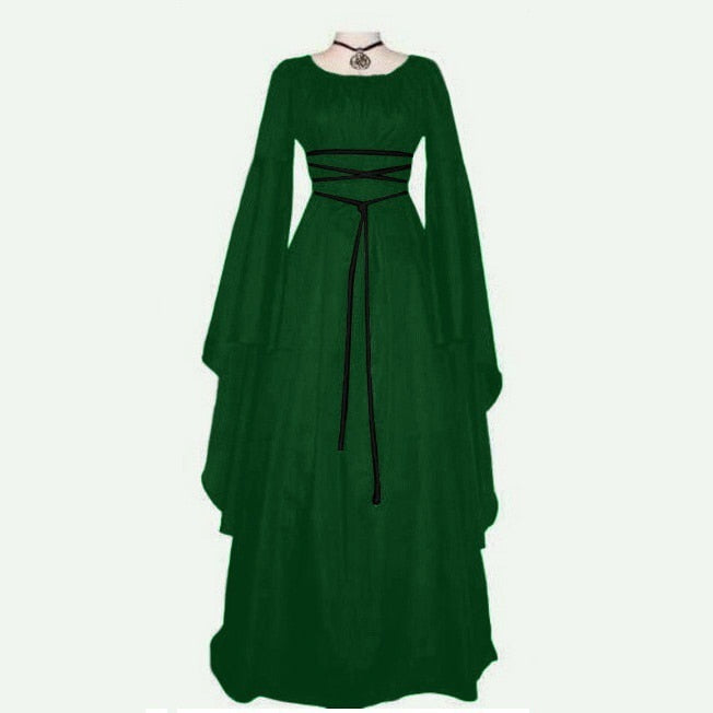 Medieval Renaissance Court Cosplay Viking Gothic Halloween Costume Women Dress Bandage Slim Retro Irregular Vintage Vestido