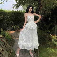 Bella new Women Summer New Lolita Retro Dress Palace Style Sweet Girl Camisole Dress Super Fairy Princess Bow Dress Bride Dress