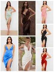 High Quality Summer Bodycon Dress Women 2022 New Arrival Lined House of Cb Satin Dress Sexy Draped Celebrity Evening Party Dress