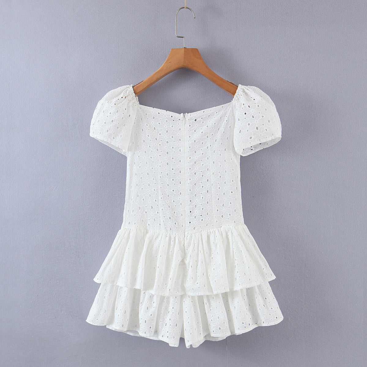 Summer rompers womens jumpsuit elegant white jumpsuits for women embroidered palysuits short sleeve one piece outfit ruffle
