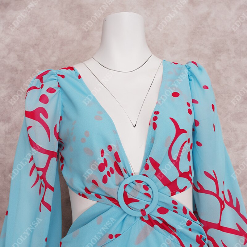 Sexy Bikini Long Sleeve Cover-ups Print Loose Dress 2022 Autumn Women Plus Size Beachwear Swimsuit Cover Up Sarongs A954