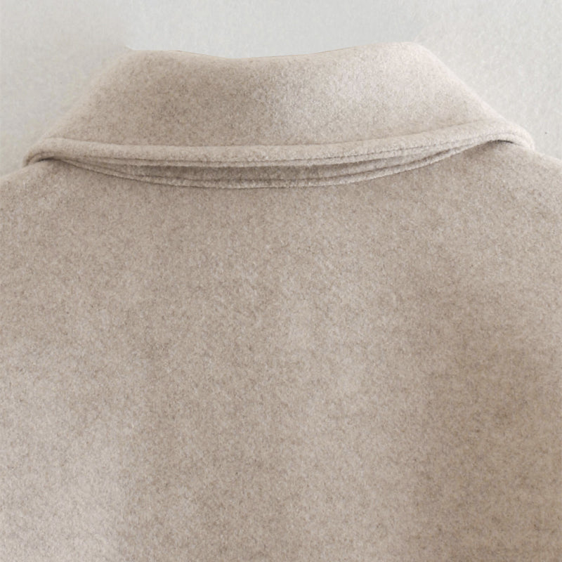 Lizakosht Casual Woman Camel Loose Pocket Woolen Shirt 2021 Fashion Ladies Autumn Long Sleeve Thick Blouse Coat Female Long Outwear