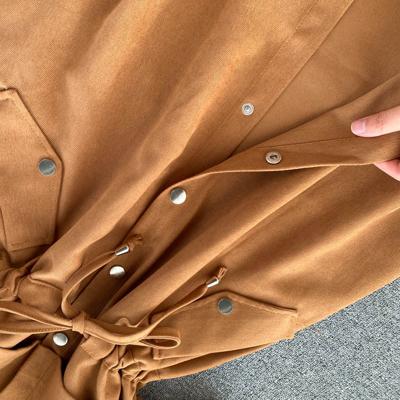New Women Short Dress Spring Autumn Turn Down Collar Single-breasted Casual Dresses Ladies Shirts Dress