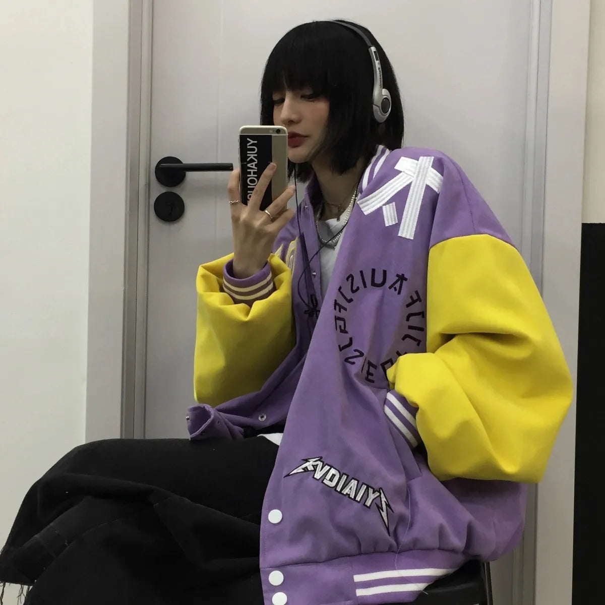 Splicing leather Bomber Jackets Women Coat Couple Baseball Jacket Autumn Unisex Boyfriend Style Varsity Hiphop Streetwear