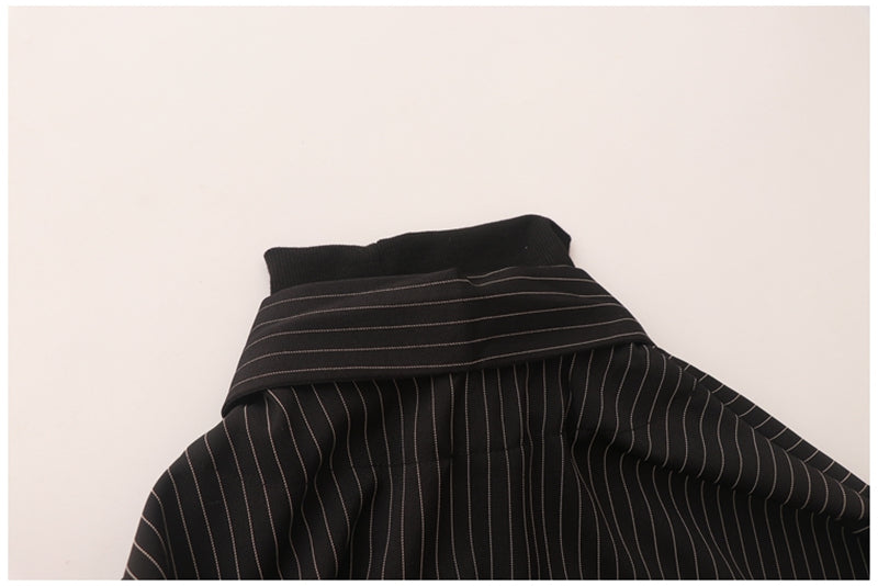 Fake Two Piece Striped Shirt Women Patchwork Knitted Turtleneck  Autumn Winter Long Sleeve Casual Loose Female Blouse Tops