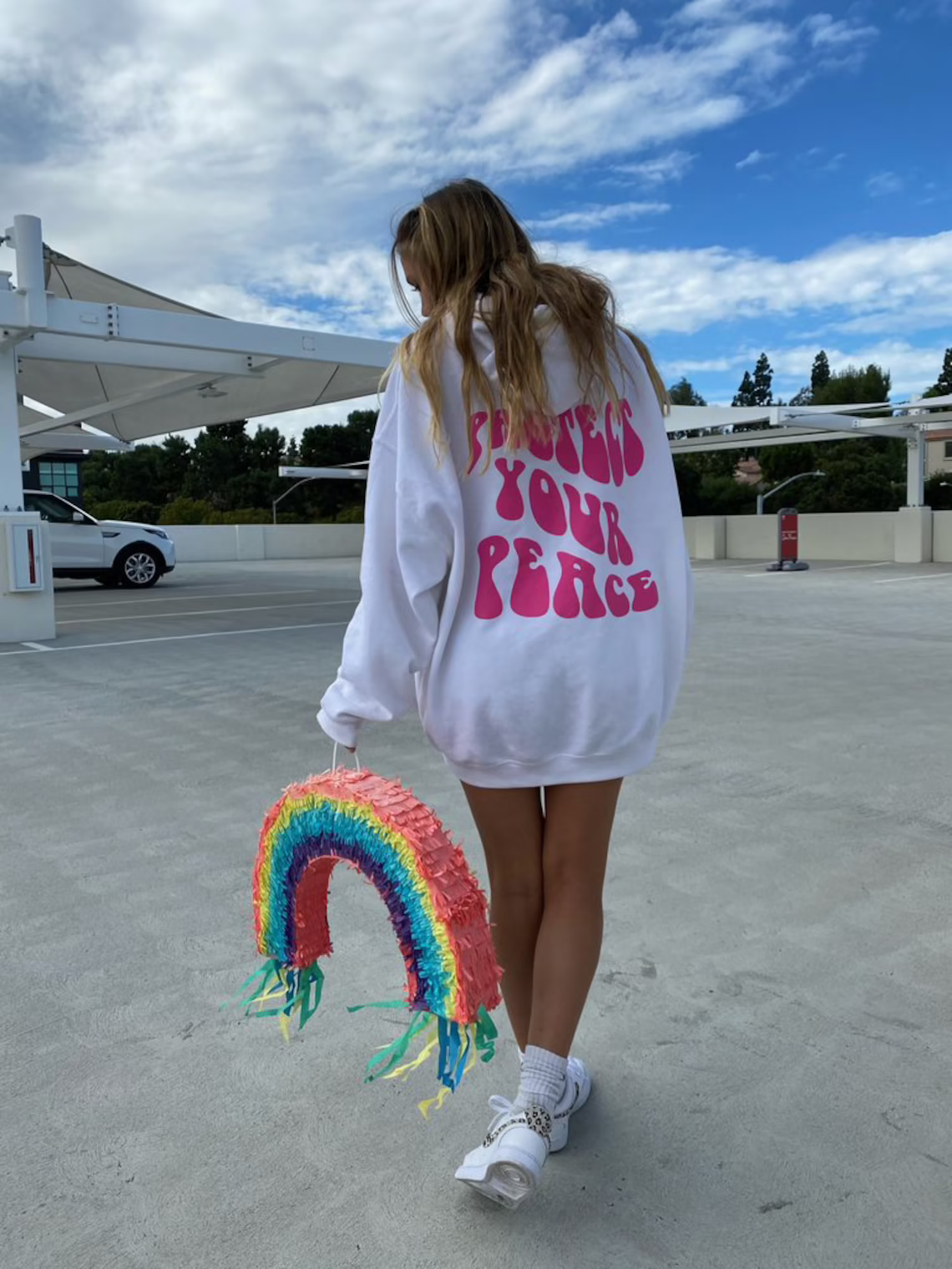 Sugarbaby New Arrival Protect Your Peace Funny Graphic Fashion Women Hoodie Spring Autumn Cotton Hoody Long Sleeved Sweatshirt