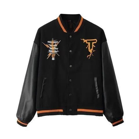Splicing leather Bomber Jackets Women Coat Couple Baseball Jacket Autumn Unisex Boyfriend Style Varsity Hiphop Streetwear
