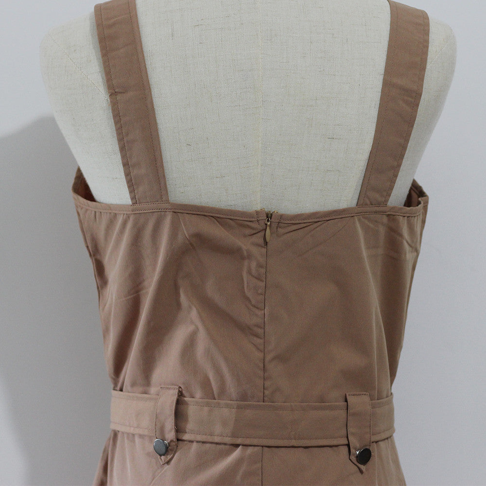 Jumpsuits Women Casual Cargo Playsuit Sleeveless O Neck Jumpsuit With Pocket and Belt Elegant Pencil Pants Loose Overalls