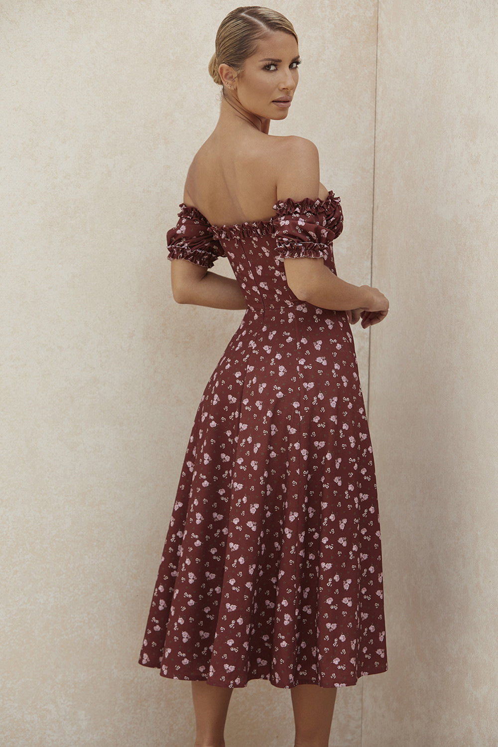 Strapless Side Split Corset Dress Beach Dress Summer Pink Floral Long Dress Women Sexy Off Shoulder Ruffles Party Dresses