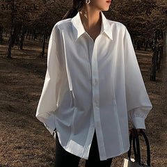 Lizakosht Korean Fashion Office Ladies Shirt Women Long Sleeve Oversized Blouse Top Female Spring Vintage Women Elegant White Shirt 18347