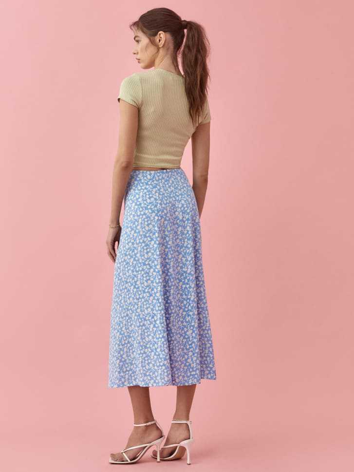 Tossy High Waist Split Out Floral Mid Skirt Women Sexy Vintage Boho A-line Skirts Slim Party Streetwear 2022 Holiday Beachwear