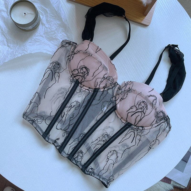 Wriufred Beauty Embroidered Lace Strap Top Women's Summer Outer Wear Short Clavicle Ladies' Inside Underwear Eyelashes Lingerie