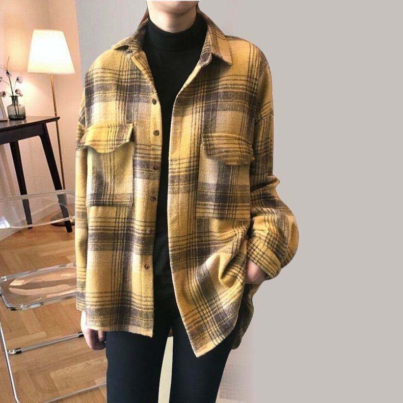 Women Spring Autumn Long Sleeve Blouse Plaid Flannel Boyfriend Tunic Shirts Loose Casual Street Lady Korean Oversized Top
