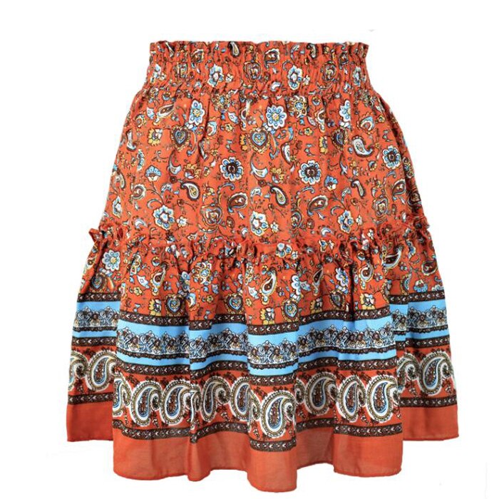 Spring/Summer Women Mini Skirts Bohemian Flora Print Ruffles Skirt High Waist Ladies Harajuku Skirts Womens 2022 Saia 8 Colors