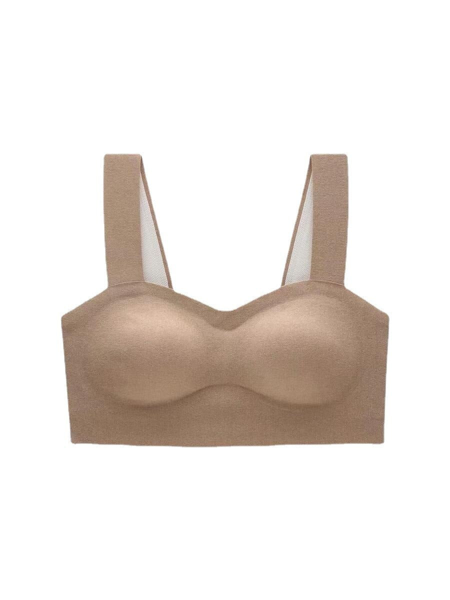 The new erotic lingerie self-heating fiber small bra gathers no steel ring sleep underwear naked feeling seamless bralette women