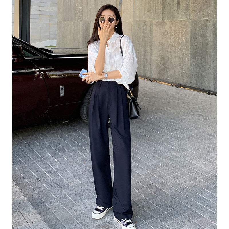 Lizakosht New Arrival Spring Summer High Waist Wide Leg White Pants Women Temperament Long Trouser Casual Street Office Lady Bottoms