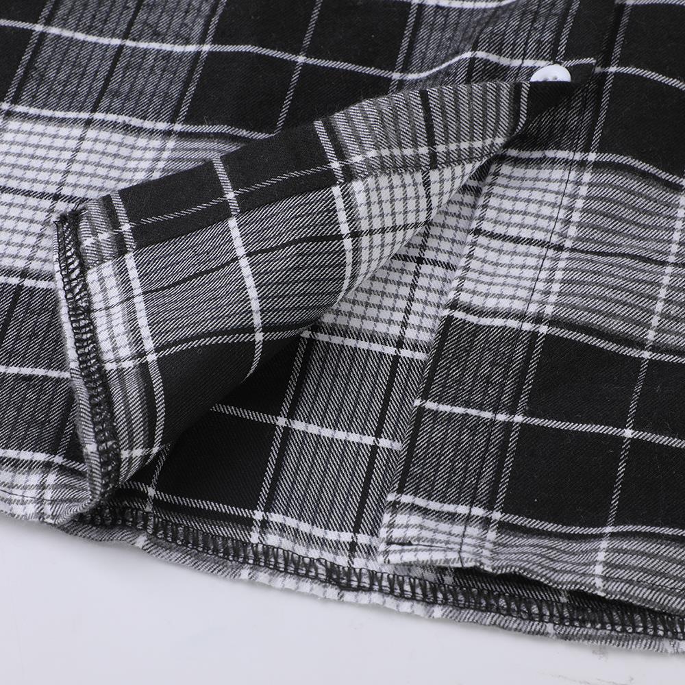Women Vintage Warm Shirt Jacket Autumn Winter Plaid Long Shirt Jacekt Casual Loose Buttons Pockets Turn down Shirt Coat
