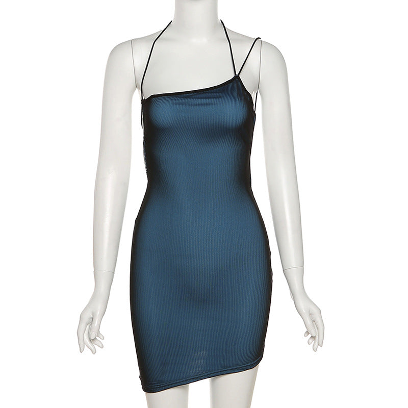 Lizakosht  Mesh Halter Tie Up Baddie Dresses For Women 2021 Summer Casual Street Style Sexy Backless Sleeveless Mini Dress Female Hot