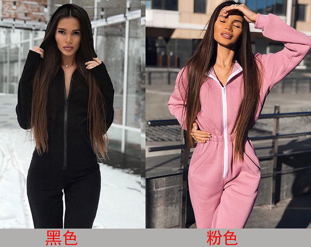 Lizakosht Bodysuit Women Direct Selling Polyester Sexy Bodysuit Hot Selling Women's Jumpsuit Loose Zipper Waist Belt Hood Casual