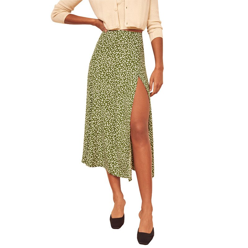 OUSLEE Spring/Summer Woman Summer Split Leopard Skirts Harajuku Chiffon Printing Split Skirts Streetwear Loose Sexy Skirts