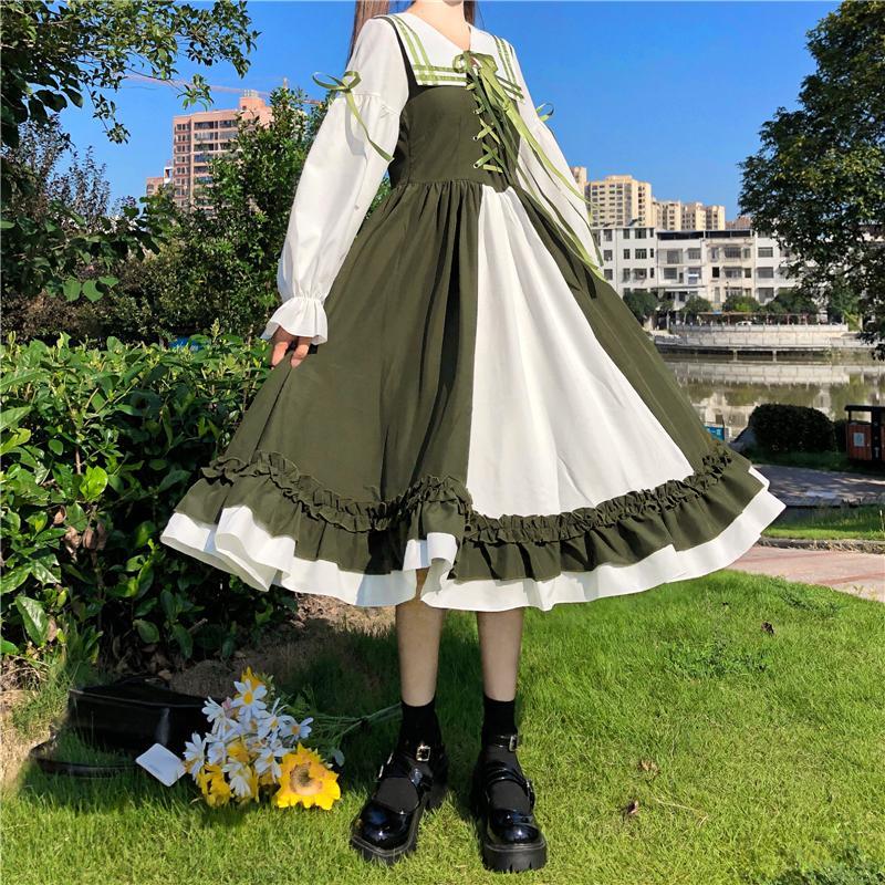 Bella Philosophy Japanese Lolita Dress Girl Victorian Vintage Bow Lace Princess Party Dress Sundress Midi Dress Femme Vestidos