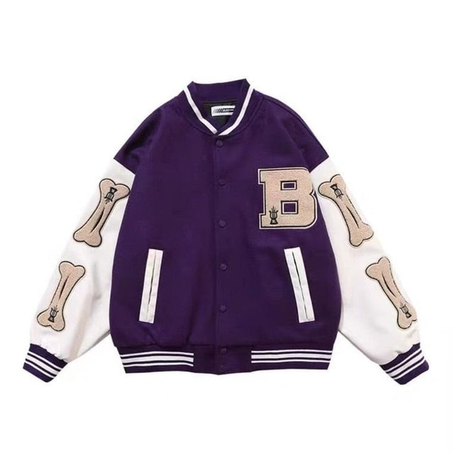 American retro letter embroidery flocking Y2K street hip-hop baseball uniform jacket female new college style couple outfit