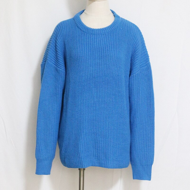 Weird Puss Knit Loose Soft Sweater Women Long Sleeve Sweatshirt Solid Wild Pullover Casual O-Neck Streetwear Autumn Trend Tops