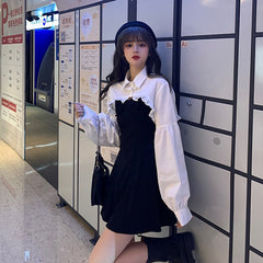 Lizakosht Elegant Party Dress Women Long Sleeve Sweet Empire High Street Mini Dress Gothic Y2k Dress Korean Autumn Female Outfits