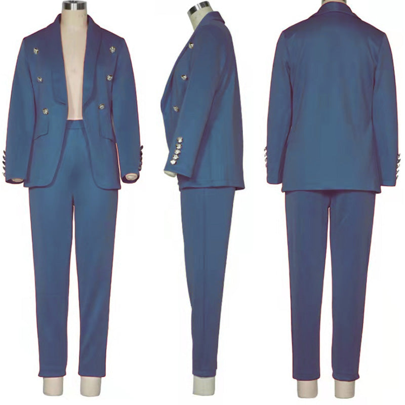 Women Jacket Blazer Suit Fashion Casual Ladies Solid Color Two Piece 2021 Autumn Winter Office Wear Elegant Suit Jacket Pants