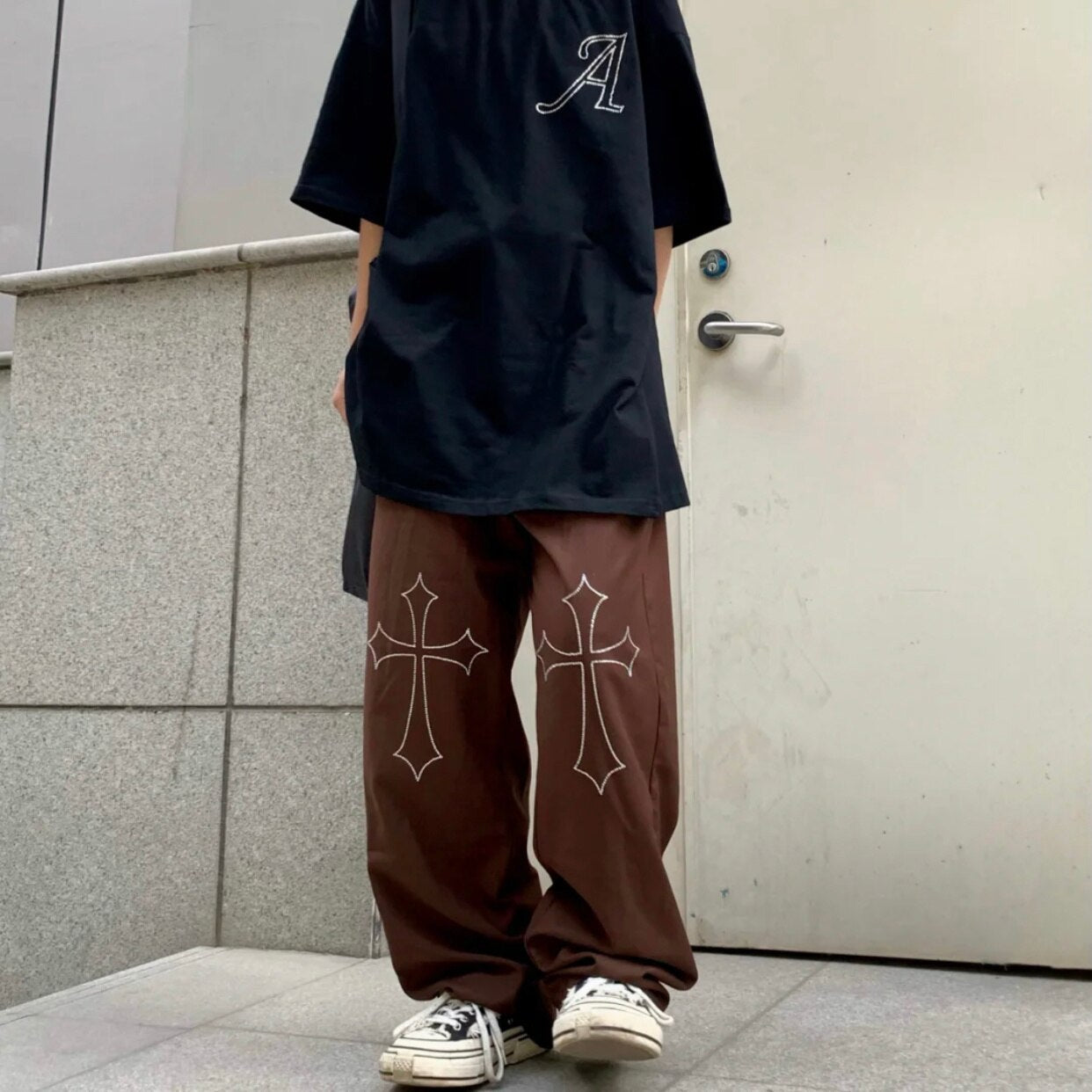 Black Bear Print Pants Cute Girl Harajuku Autumn Trousers Female Streetwear Summer Spring Fashion Gray Gothic Sweatpants Women
