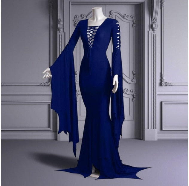 Lizakosht Gothic Punk Style Retro Long Dress Women Medieval Renaissance Victorian Vintage Vestidos Lady Sexy Party Dresses Cosplay Costume