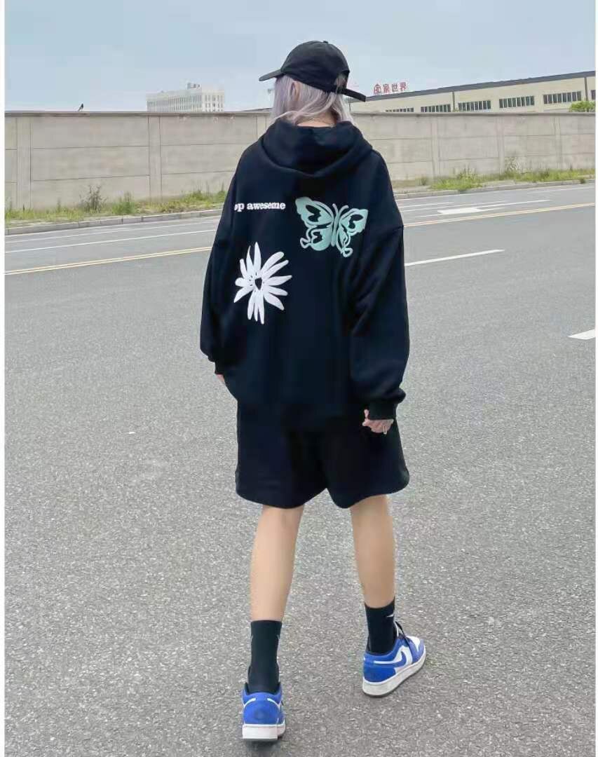 New Gothic Hoodies Women Clothes Fashion Vintage Ins Irregular Printing Long Sleeve Clothes for Teens Sweatshirt