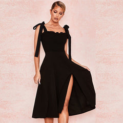 High Slit  Backless Spahetii Strap Fashion's Women Dress Free Shipping Lady Dresses for Party