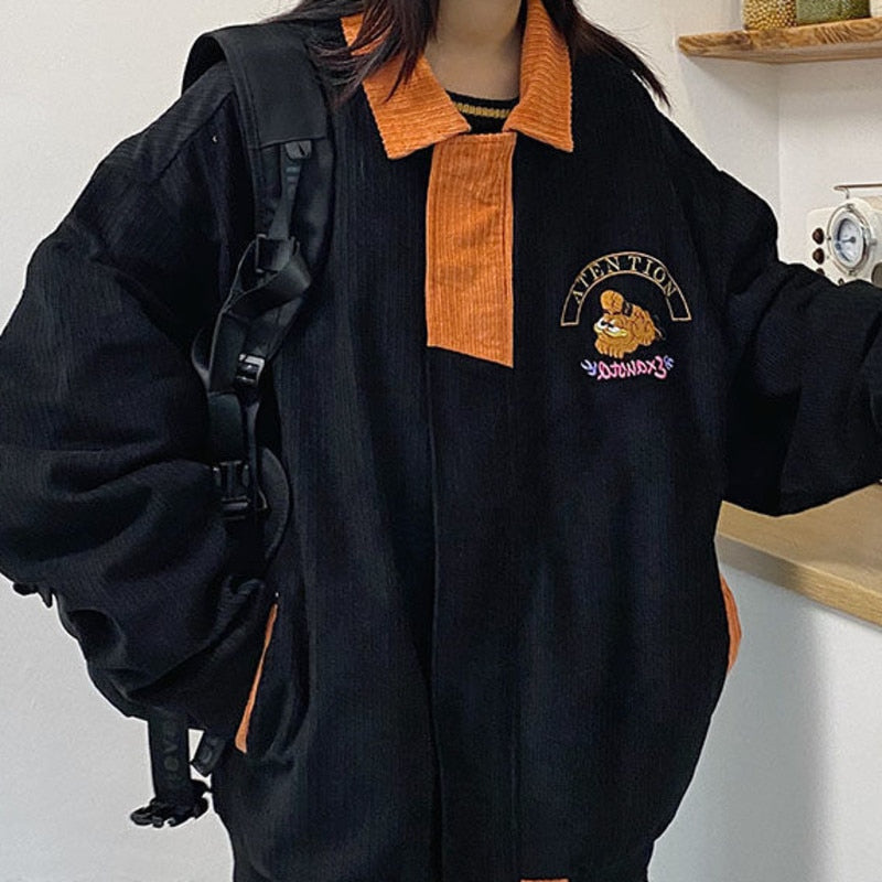 Spring Autumn New Corduroy Jacket Women's Baseball Jacket Korean Harajuku Coat Women Streetwear Gothic Jackets Windbreaker