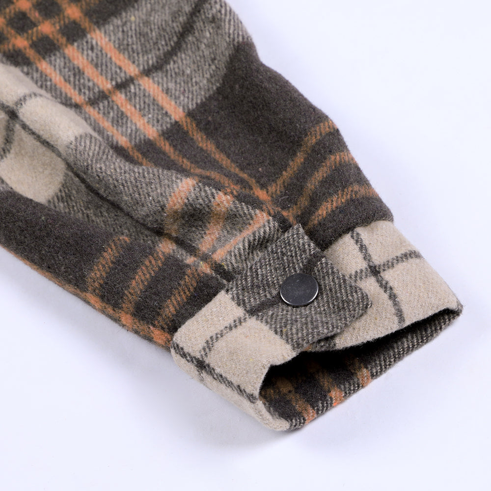 Women Vintage Warm Shirt Jacket Autumn Winter Plaid Long Shirt Jacekt Casual Loose Buttons Pockets Turn down Shirt Coat