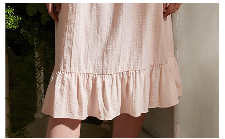 Summer Women‘s Cotton Pink Princess Sleepshirts Vintage Ladies Girls Lace Nightgowns Nightdress Cute Home Lounge Sleepwear