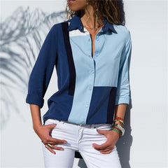 Lizakosht Fashion Women Ladies Long Sleeve Loose Blouse Summer V-Neck Casual Shirts Tops Clothing Turn Down Collar Office Casual Clothes