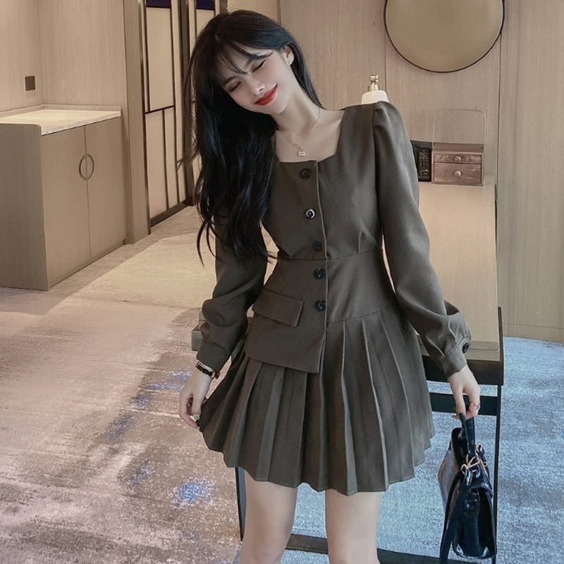 Elegant Blazer Dress Women Long Sleeve Office Party Dress Female Spring 2021 High Waist Fashion Business Mini Dress Korean