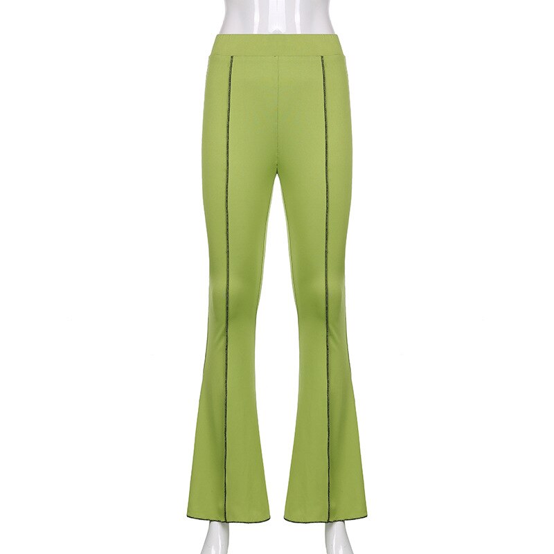 Fashion Apricot Black Joggers Women Knitted Long Flare Pants Slim High Waist Long Trousers Female Vintage Sweatpants