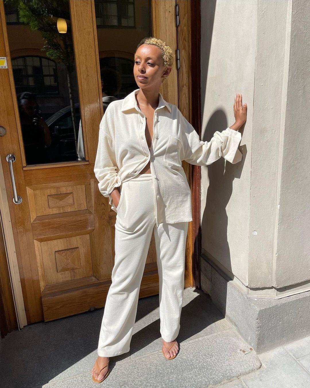 Autumn New Pant Suits Women Long Sleeve Solid Shirt Elastic Waist Wide Leg Pants Set Mujer 2 Piece Set Casual Outfit