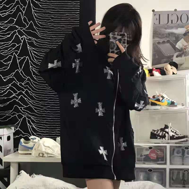 New Gothic Hoodies Women Clothes Fashion Vintage Ins Irregular Printing Long Sleeve Clothes for Teens Sweatshirt