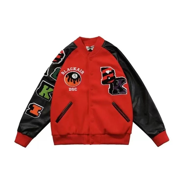 Splicing leather Bomber Jackets Women Coat Couple Baseball Jacket Autumn Unisex Boyfriend Style Varsity Hiphop Streetwear