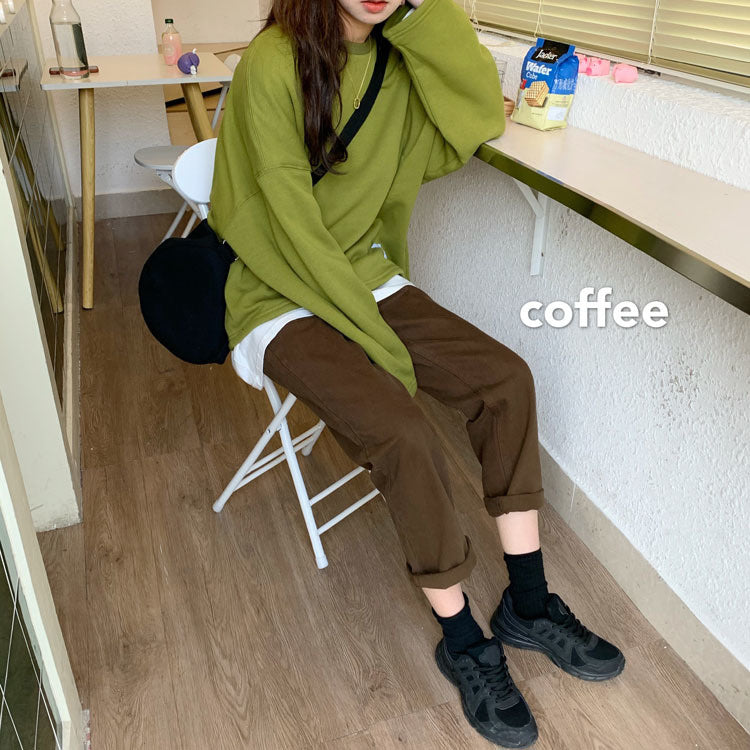 Autumn New Brown Straight Denim Vintage Slender Office Lady Jeans Women Trousers High Waist Large Size Pants Female KZ703